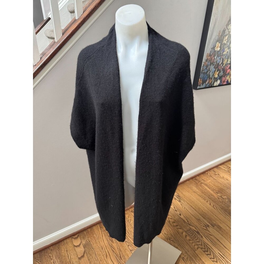 INCASHMERE 100% Cashmere Wrap Shawl Cardigan Sweater Black Size S/M